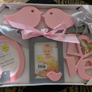 Pink Bird and Love Photo Frame Set